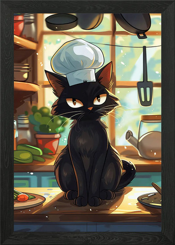 Black cat the - in, kitchen