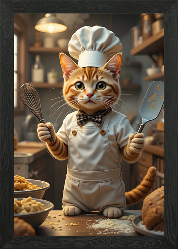 Chef cat the - cat, framed